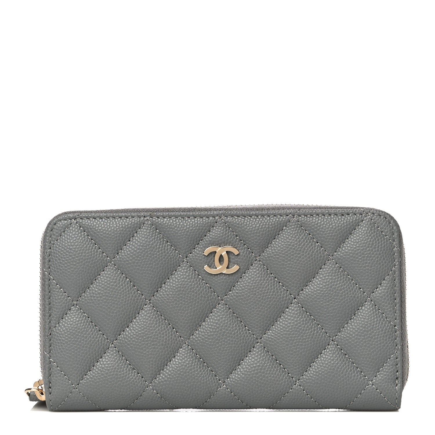 Chanel Caviar Quilted Small Gusset Zip Around Wallet Grey 1 of 12