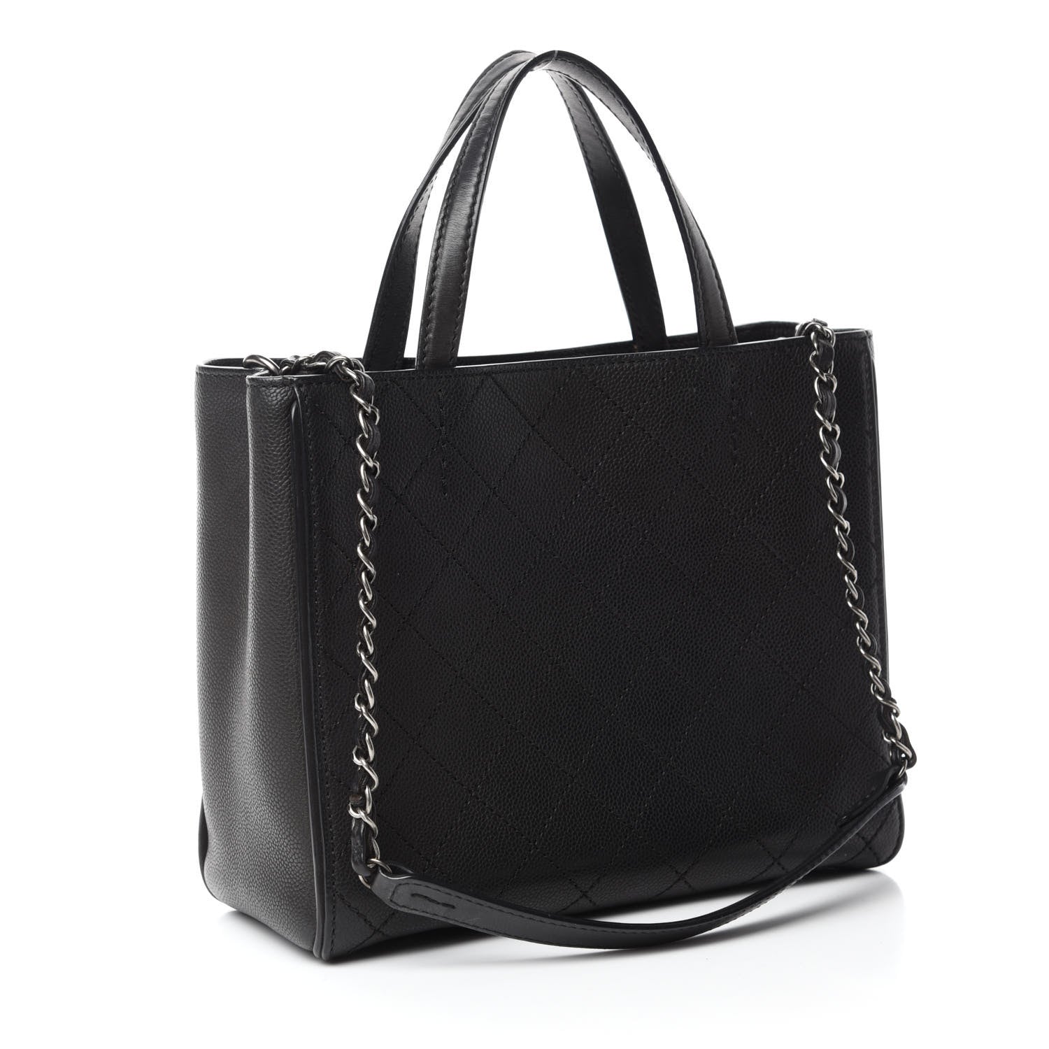 Chanel Calfskin Stitched Hamptons Tote Black 3 of 10