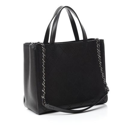 Chanel Calfskin Stitched Hamptons Tote Black 3 of 10