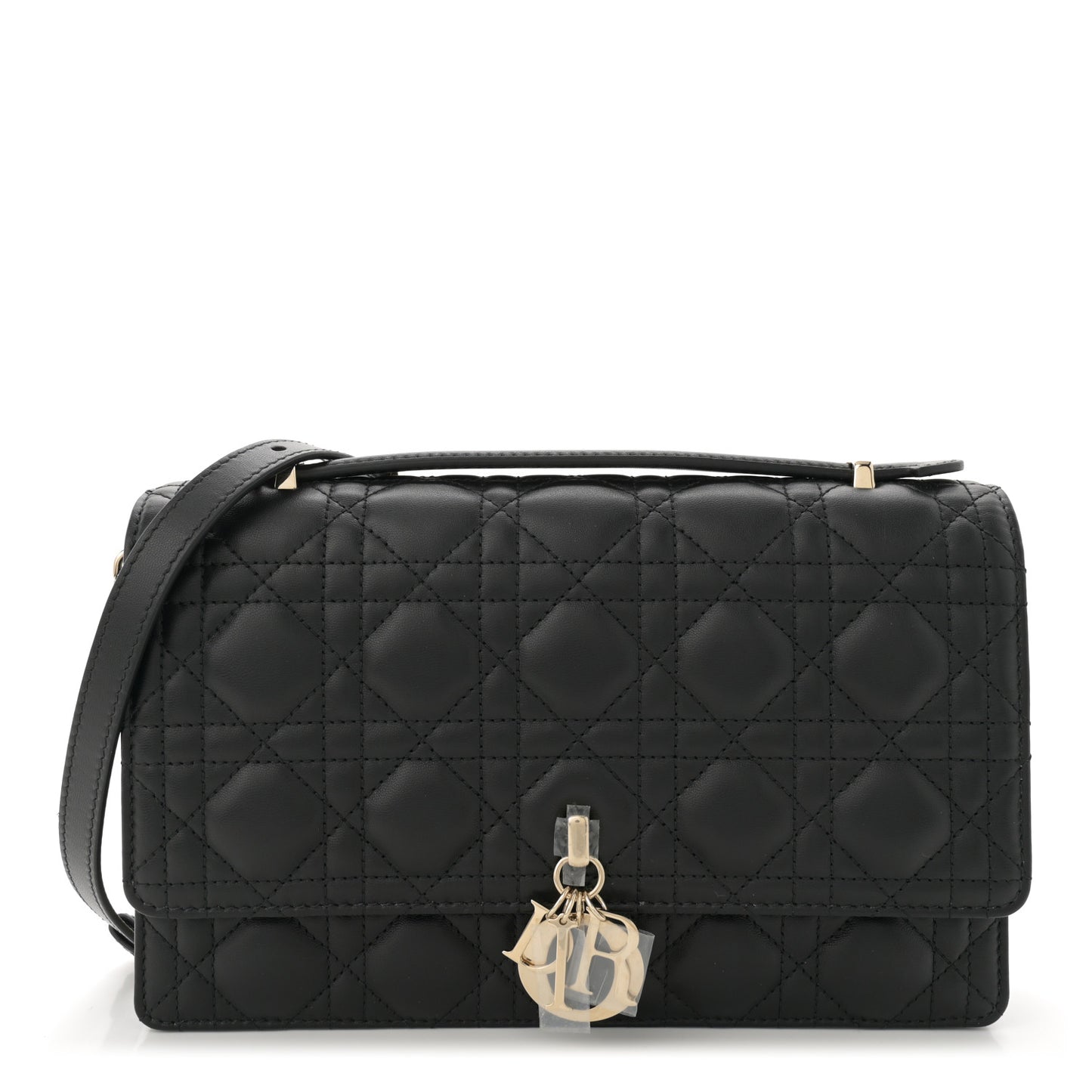 Lambskin Cannage Miss Dior Chain Pouch Black
