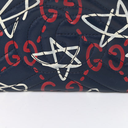 Gucci Calfskin Matelasse GucciGhost Mini GG Marmont Chain Bag Blue Agata Hibiscus Red 14 of 15