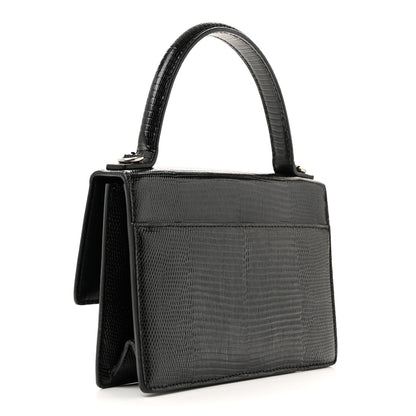 Balenciaga Patent Calfskin Lizard Embossed XS Sharp Top Handle Bag Black 3 of 14