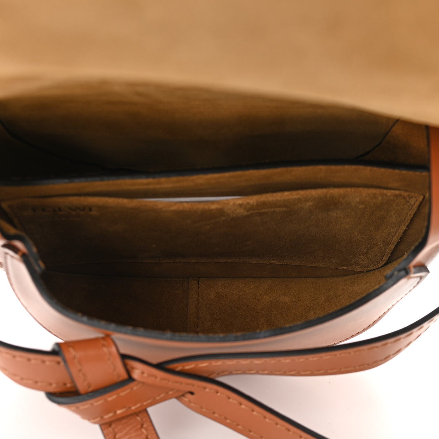Calfskin Crochet Trim Small Gate Crossbody Bag Tan