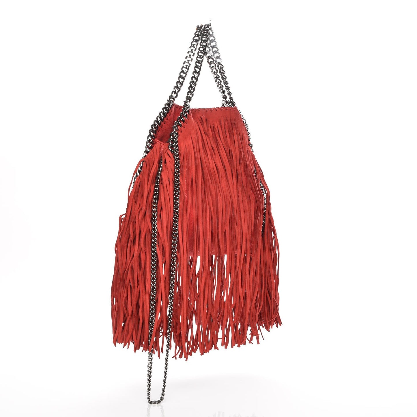 Shaggy Deer Fringe Mini Falabella Tote Cherry