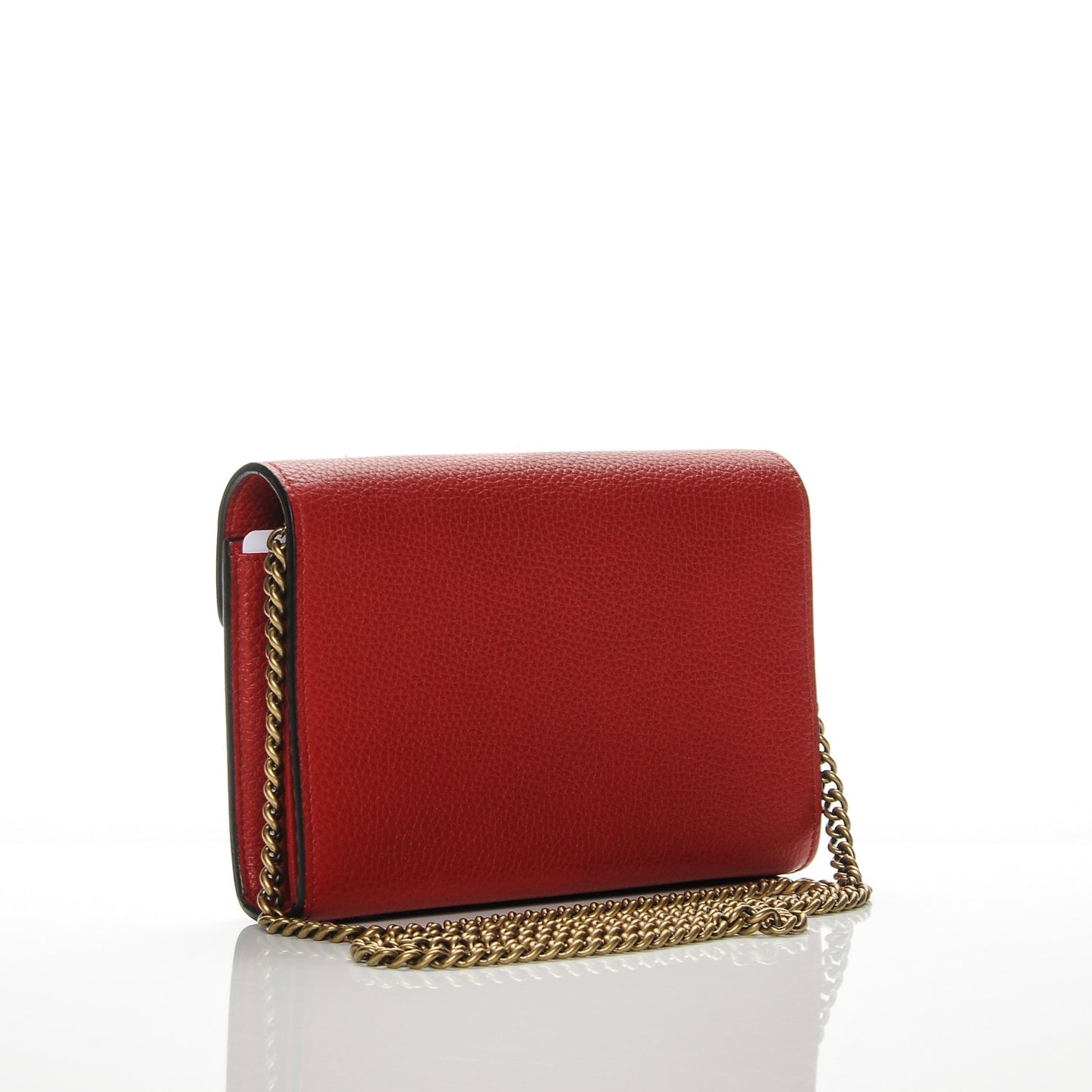 Calfskin GG Marmont Chain Wallet Vulcanic Red
