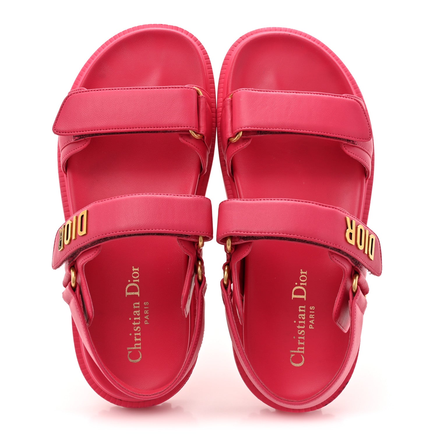 Christian Dior Lambskin Dioract Sandals 38.5 Raspberry 2 of 14