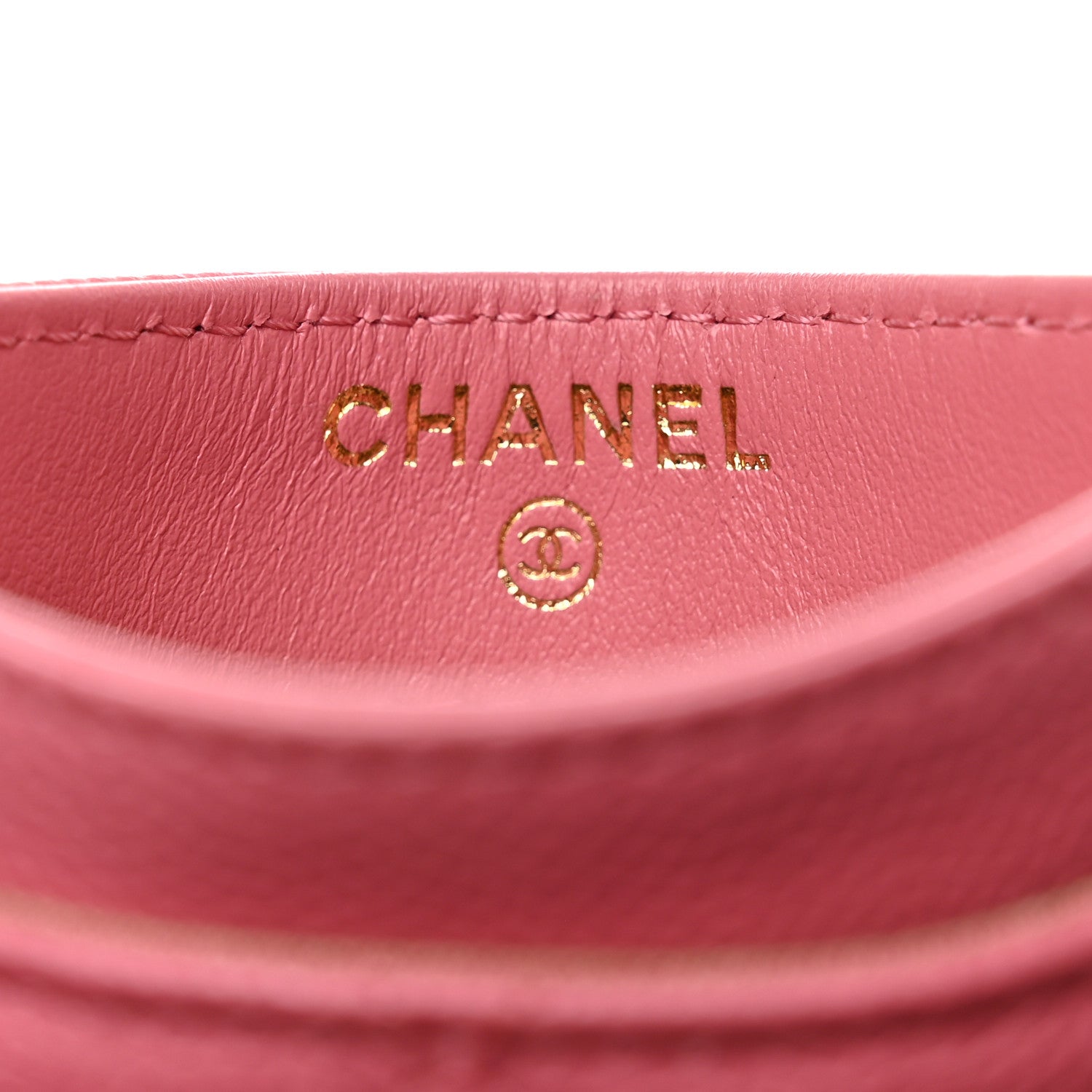 Chanel Caviar Quilted Textured CC Card Holder Pink 6 of 9