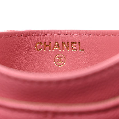 Chanel Caviar Quilted Textured CC Card Holder Pink 6 of 9