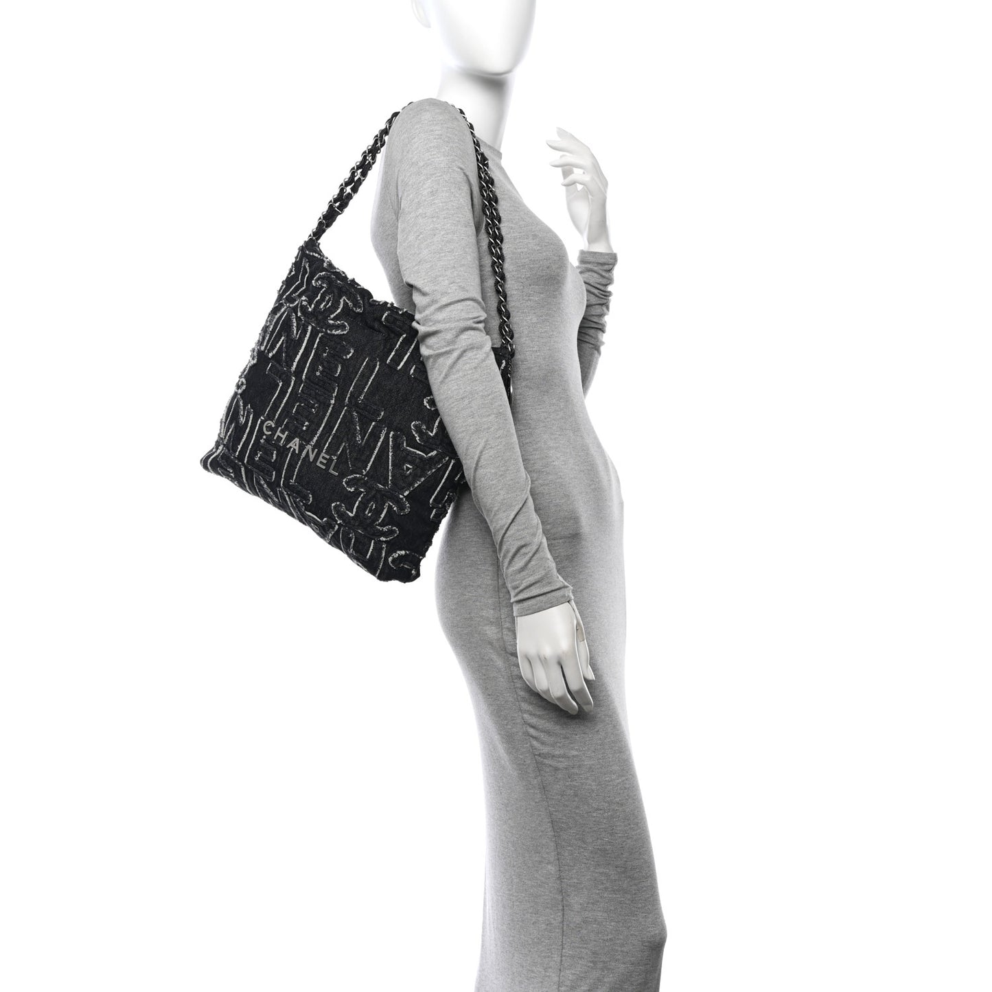 Denim Patchwork Quilted Chanel 22 Black