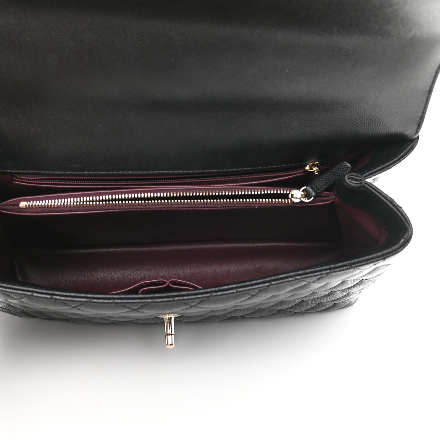 Caviar Quilted Medium Coco Handle Flap Black
