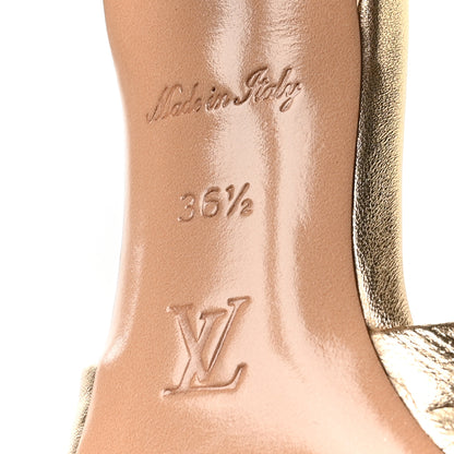 Louis Vuitton Metallic Lambskin Embossed Monogram Revival High Heel Mules 36.5  Gold 7 of 8