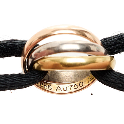 Cartier 18K Pink Yellow White Gold Trinity Adjustable Cord Bracelet Black 6 of 6