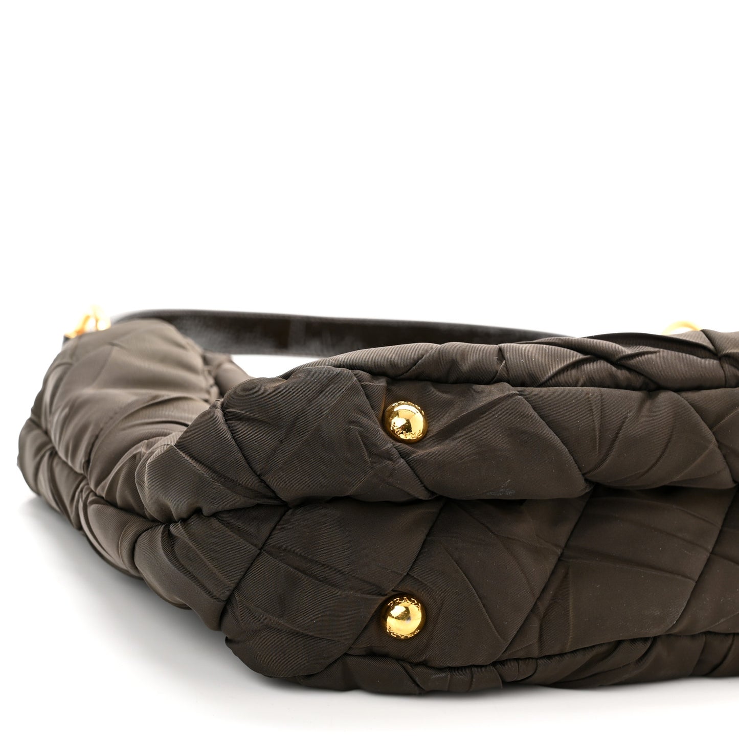 Tessuto Nylon Chevron Quilted Shoulder Bag Brown