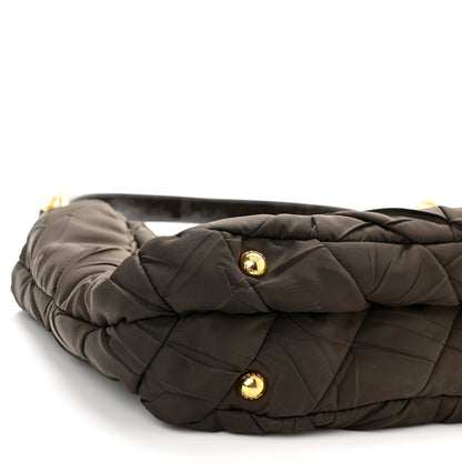 Prada Tessuto Nylon Chevron Quilted Shoulder Bag Brown 8 of 9
