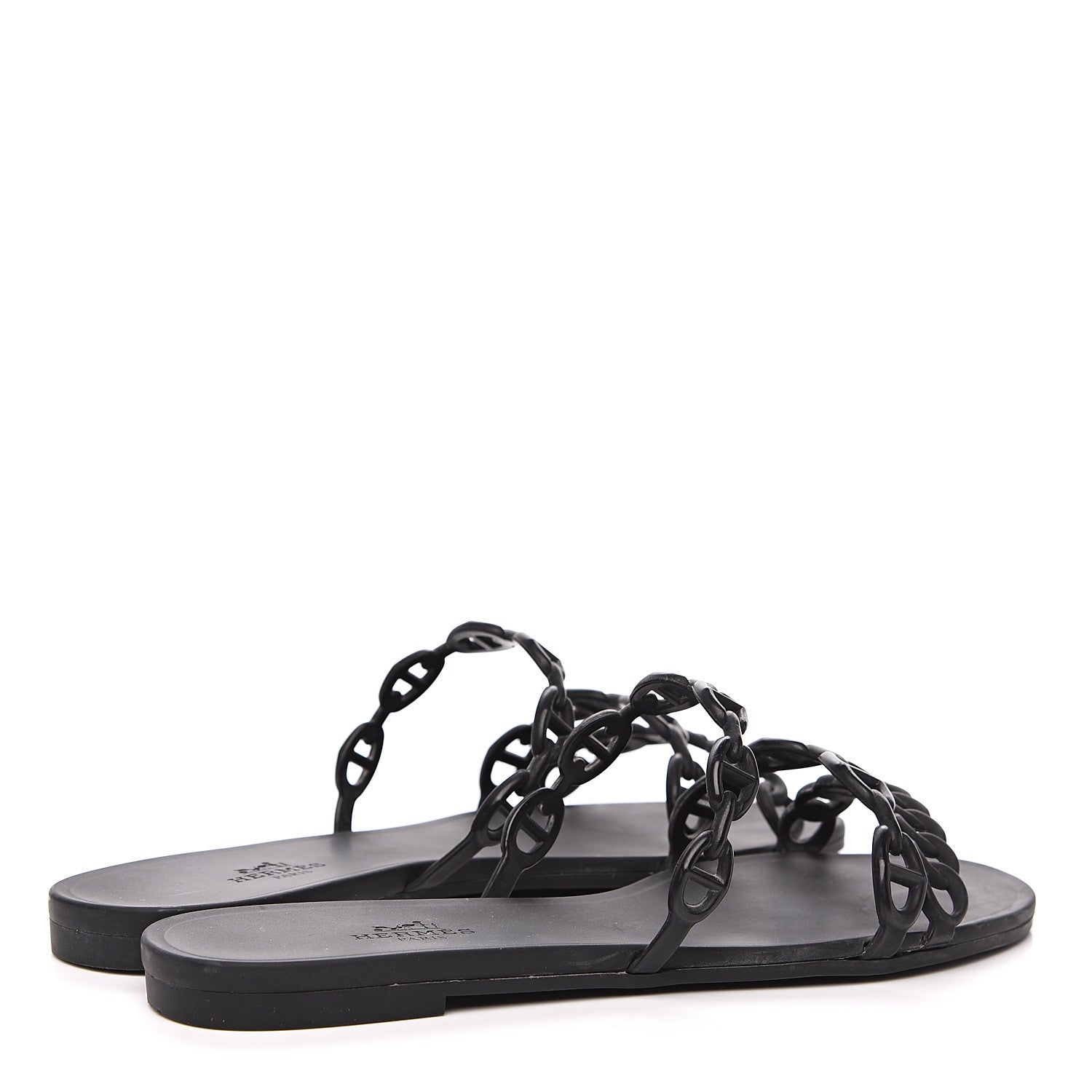 Hermes Rubber Chaine d'Ancre Rivage Sandals 37 Black 4 of 10