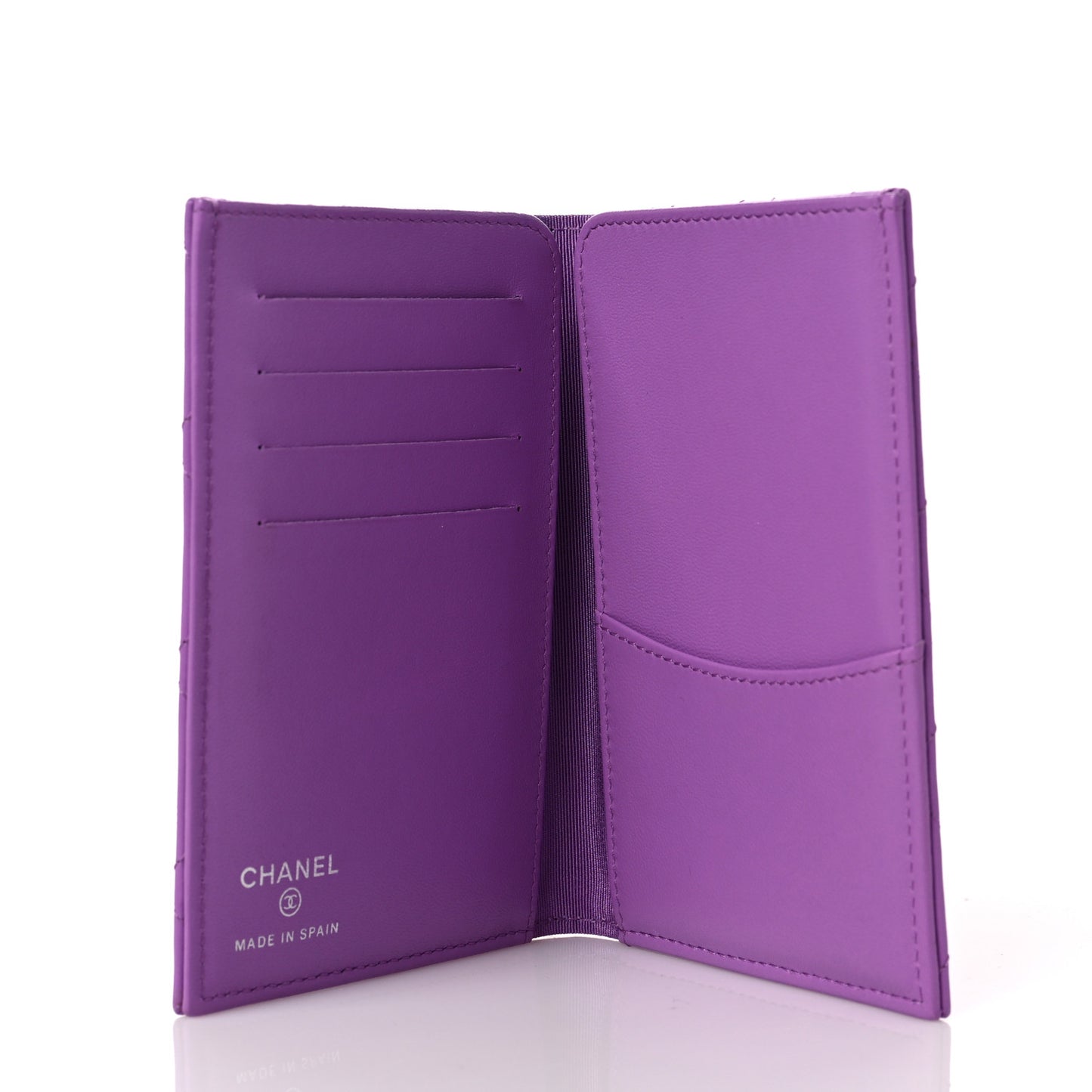 Lambskin Quilted Passport Holder Purple
