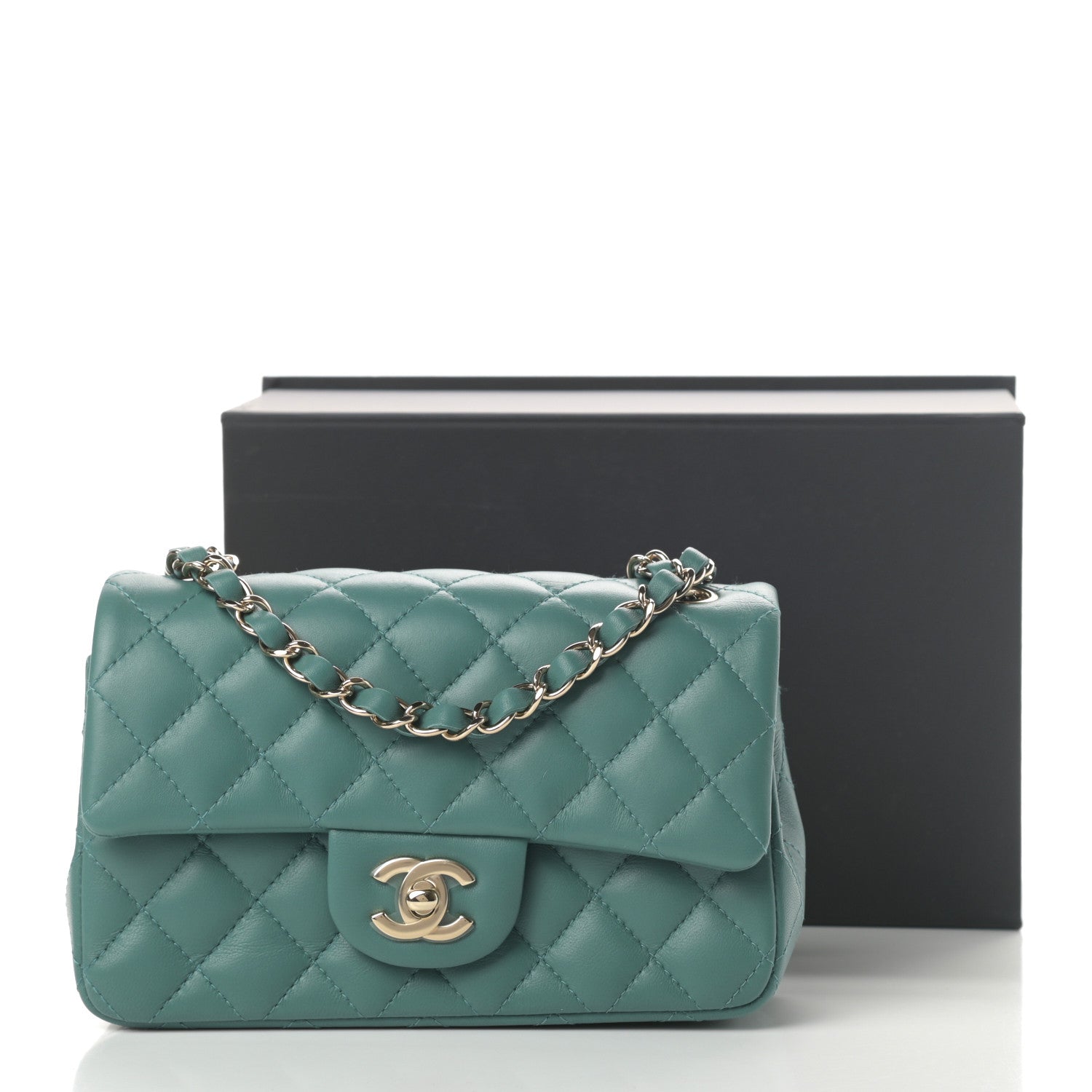 Chanel Lambskin Quilted Mini Rectangular Flap Green 11 of 11
