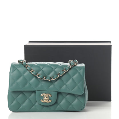 Chanel Lambskin Quilted Mini Rectangular Flap Green 11 of 11