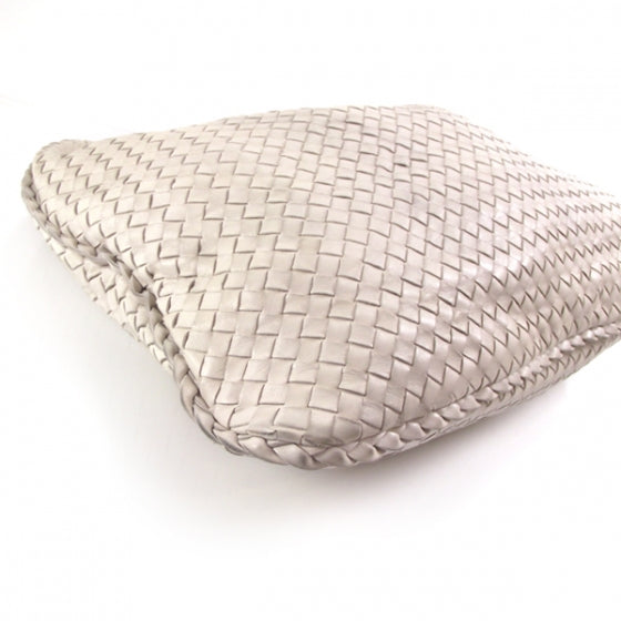 Leather Woven Hobo White