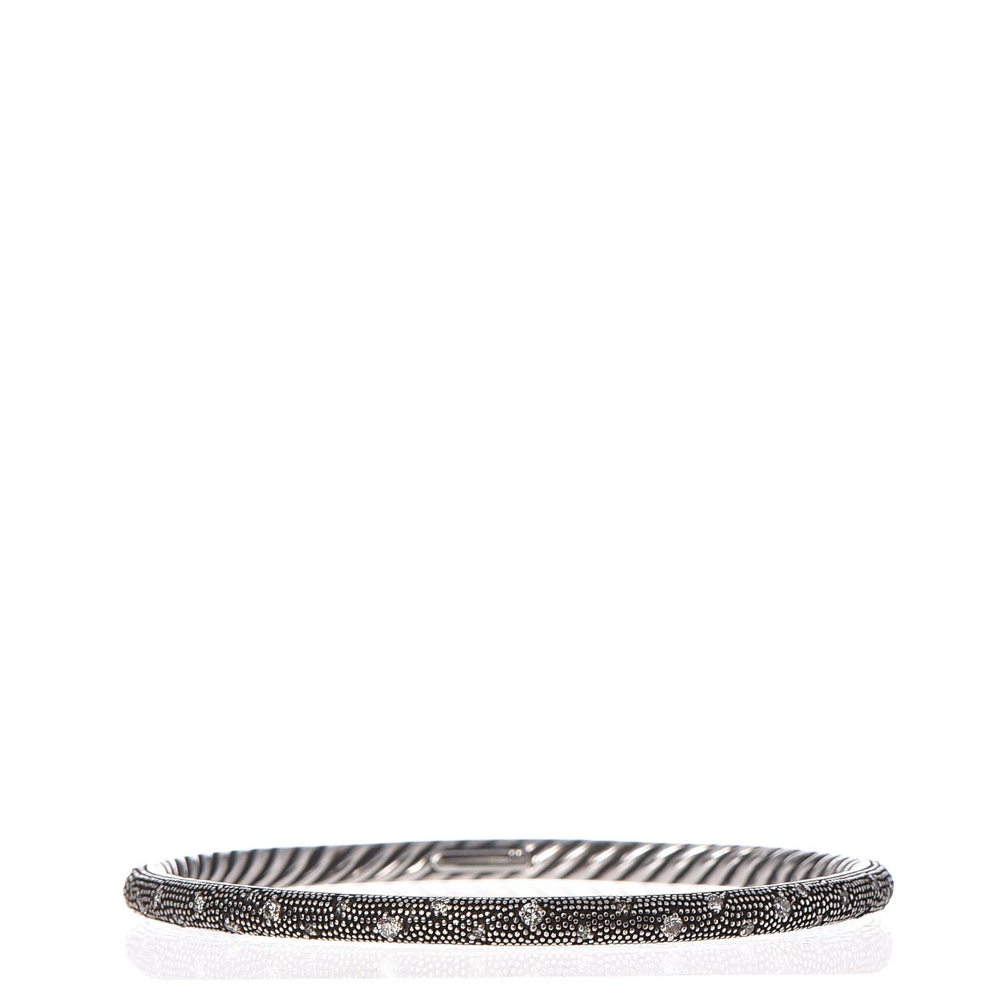 Sterling Silver Diamond 4mm Midnight Melange Bangle Bracelet