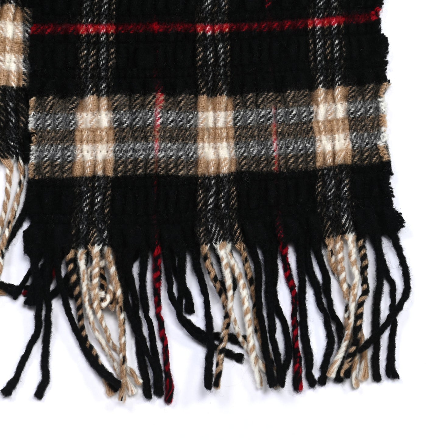 Merino Wool Cashmere Fringe Scarf Black