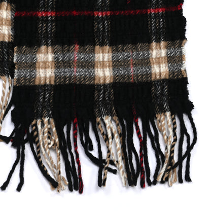 Burberry Merino Wool Cashmere Fringe Scarf Black 5 of 8