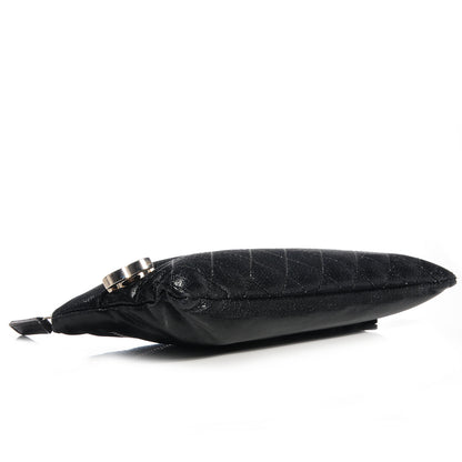 Chanel Quilted Coated Canvas Paris Biarritz Ligne Clutch Black 4 of 8