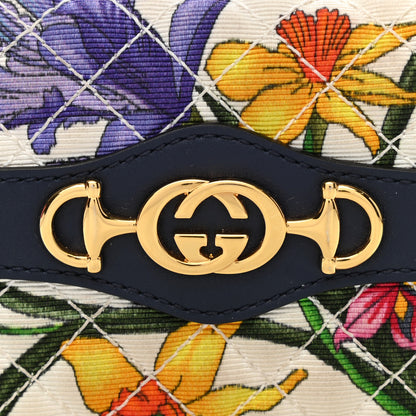 Gucci Canvas Flora Floral Trapuntata Zumi Card Case Wallet Great White Multicolor Blue Agata 8 of 9