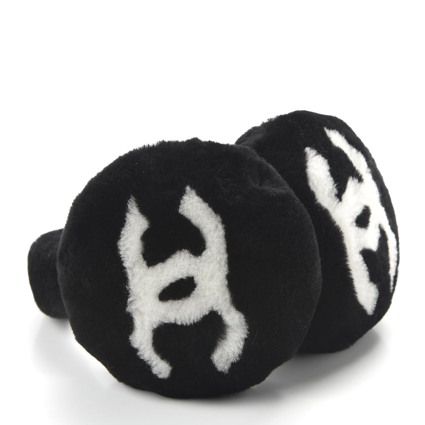 Shearling CC Ear Muffs Black White
