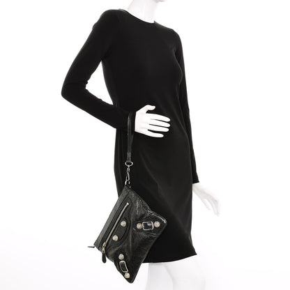 Balenciaga Chevre Giant 21 Silver Hardware Flat Handle Clutch Black 2 of 7