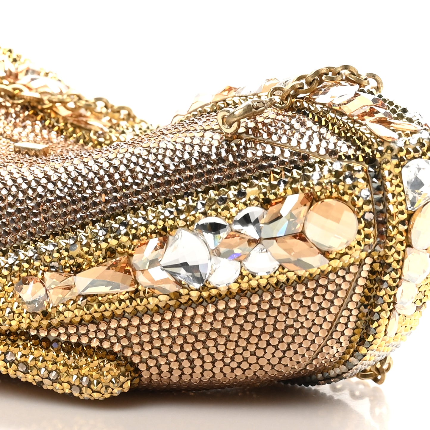 Crystal Sunglass Minaudiere Clutch Gold Silver