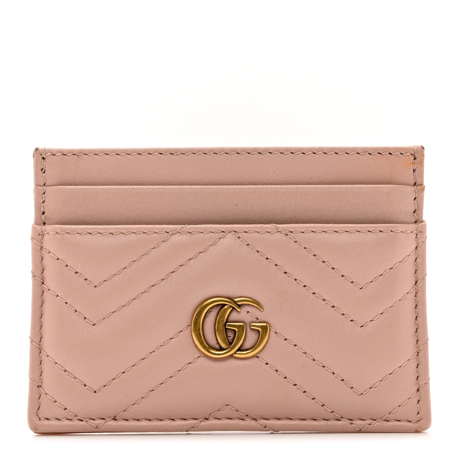 Gucci Calfskin Matelasse GG Marmont Card Holder Perfect Pink 1 of 6