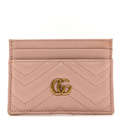 Gucci Calfskin Matelasse GG Marmont Card Holder Perfect Pink 1 of 6