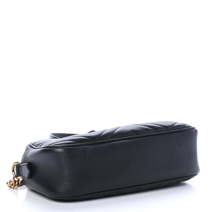 Gucci Calfskin Matelasse Small GG Marmont Chain Shoulder Bag Black 3 of 4