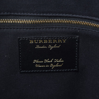 Burberry Derby Calfskin House Check Medium Welburn Tote Black 6 of 13