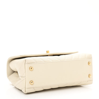 Chanel Caviar Lizard Chevron Quilted Mini Coco Handle Flap Ivory 4 of 10