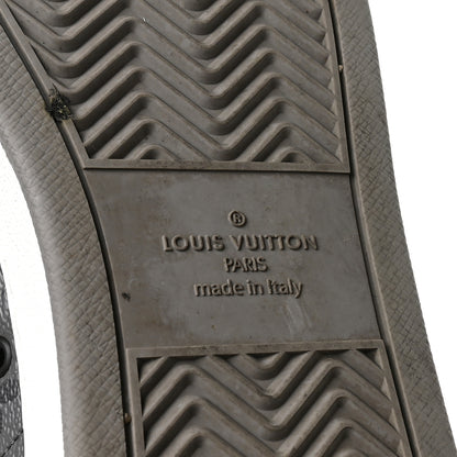 Louis Vuitton Calfskin Monogram Eclipse Mens Rivoli High Top Sneakers 10 Black Grey 7 of 8