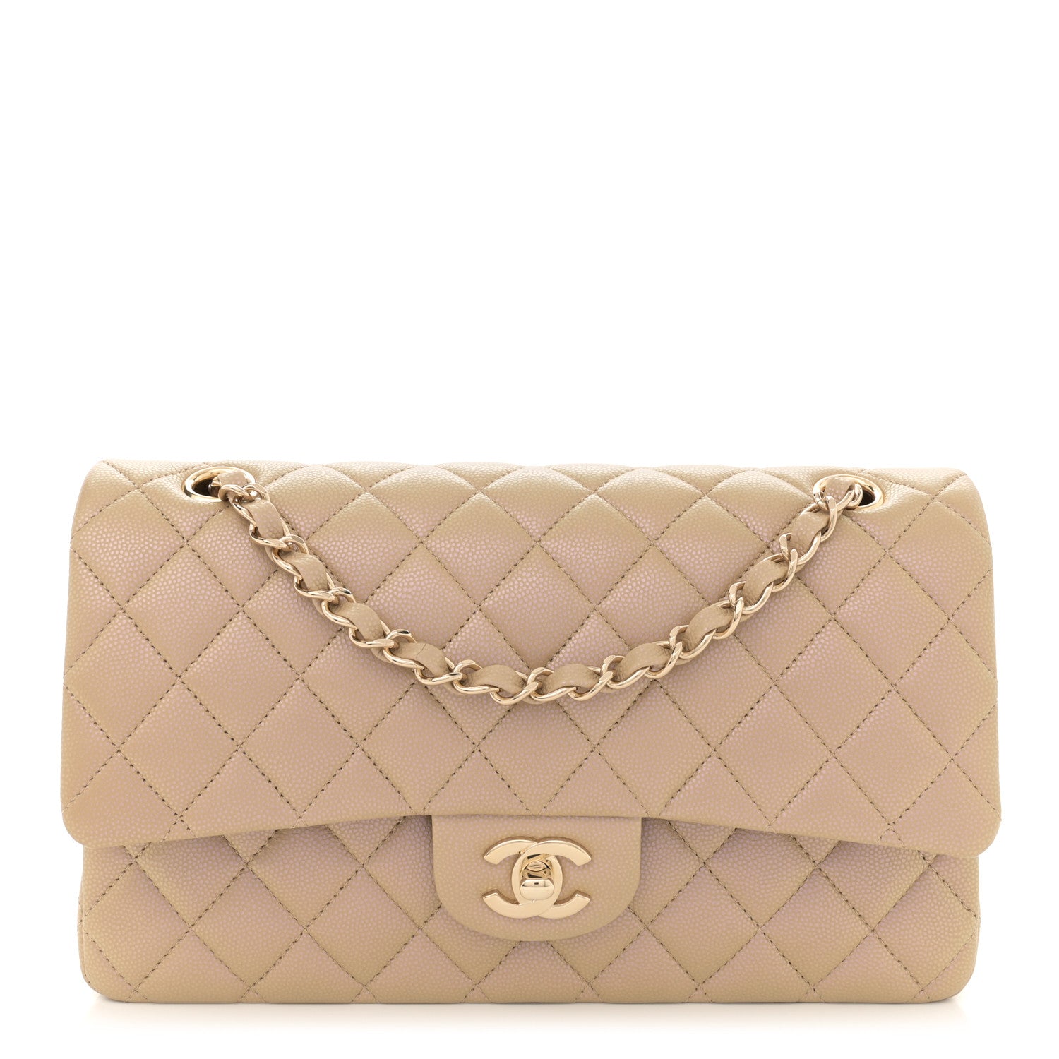 Chanel Iridescent Caviar Quilted Medium Double Flap Dark Beige 1 of 11