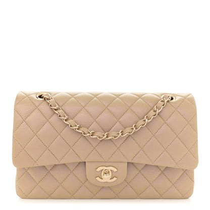 Chanel Iridescent Caviar Quilted Medium Double Flap Dark Beige 1 of 11