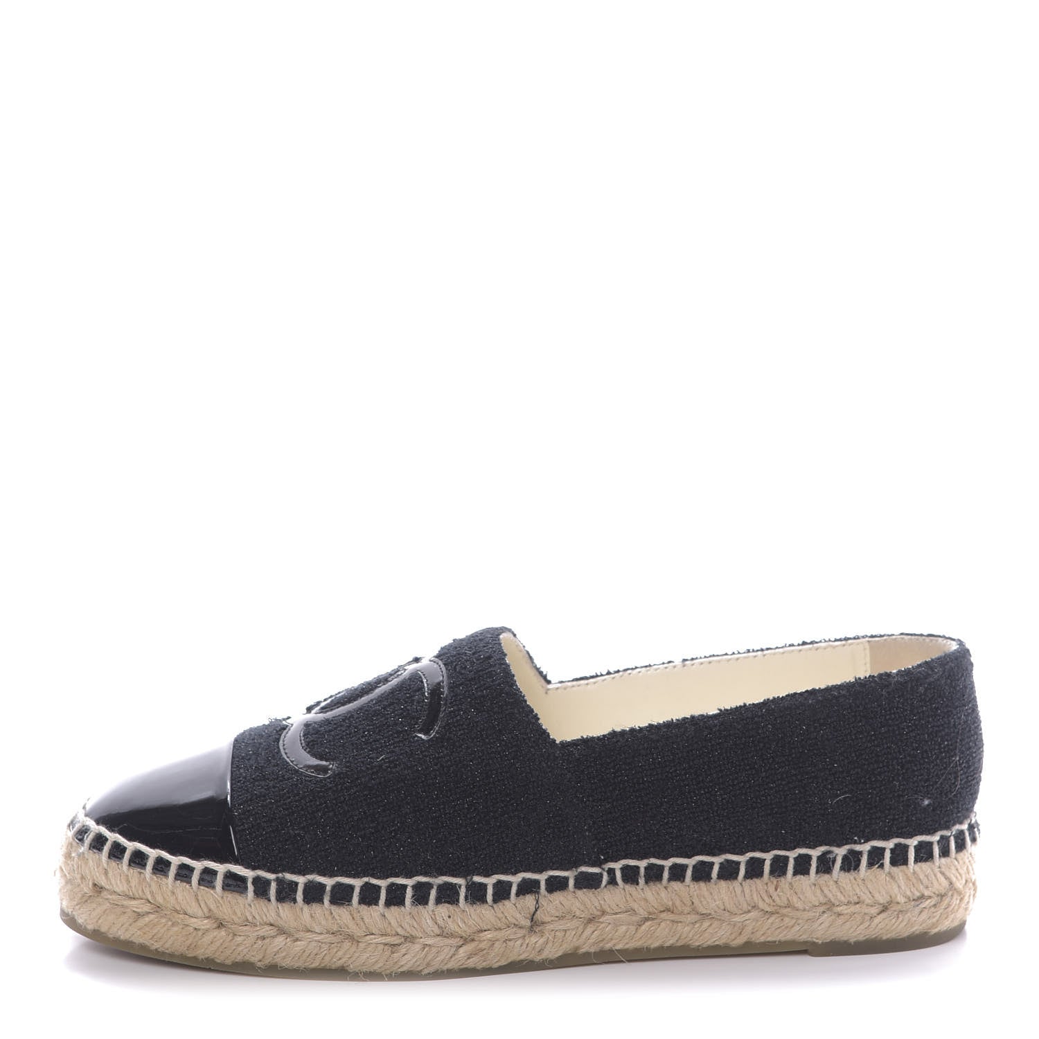 Chanel Fabric Patent Calfskin CC Espadrilles 36 Black 1 of 10