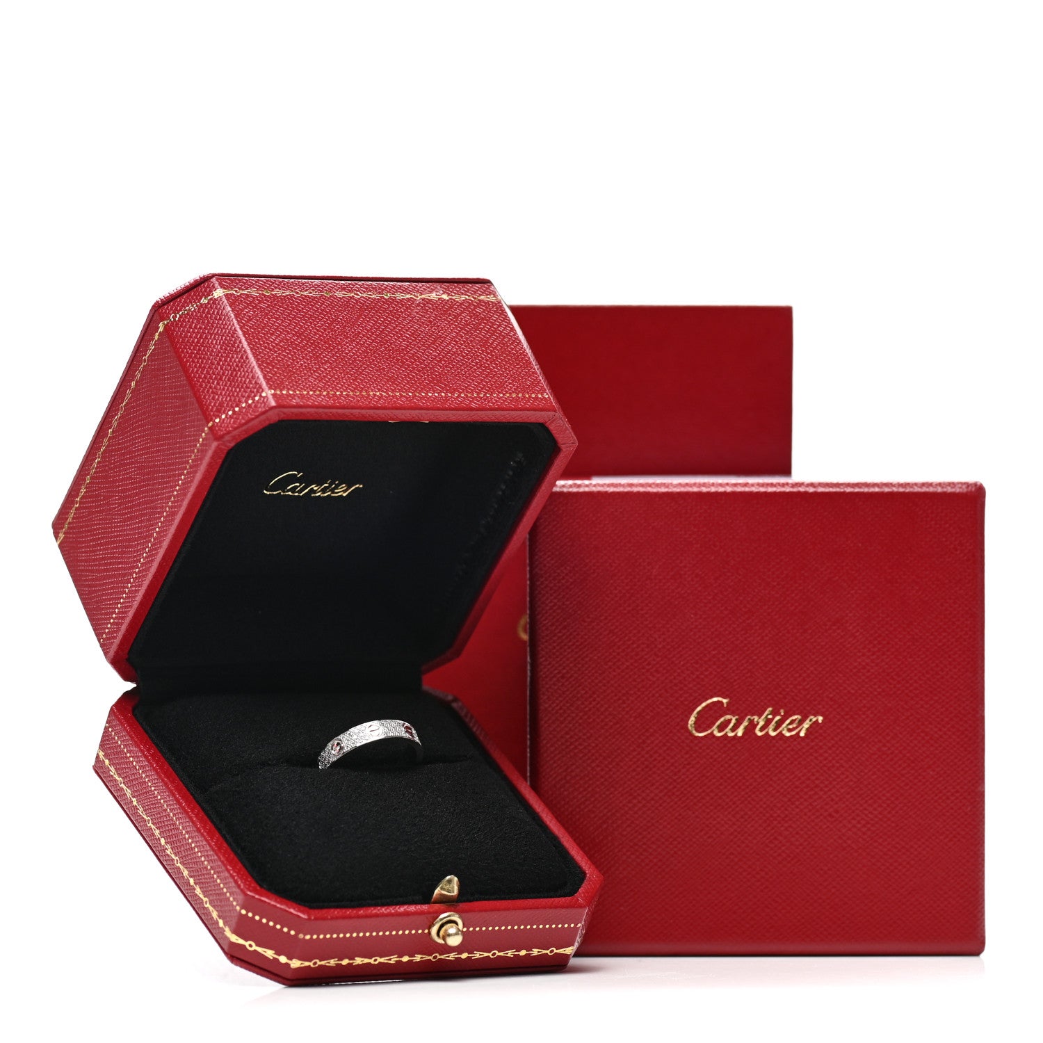 Cartier 18K White Gold Diamond 4mm LOVE Wedding Paved Band Ring 52 6 5 of 5