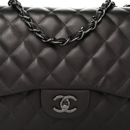 Chanel Lambskin Quilted Jumbo Single Flap  Dark Grey 8 of 10