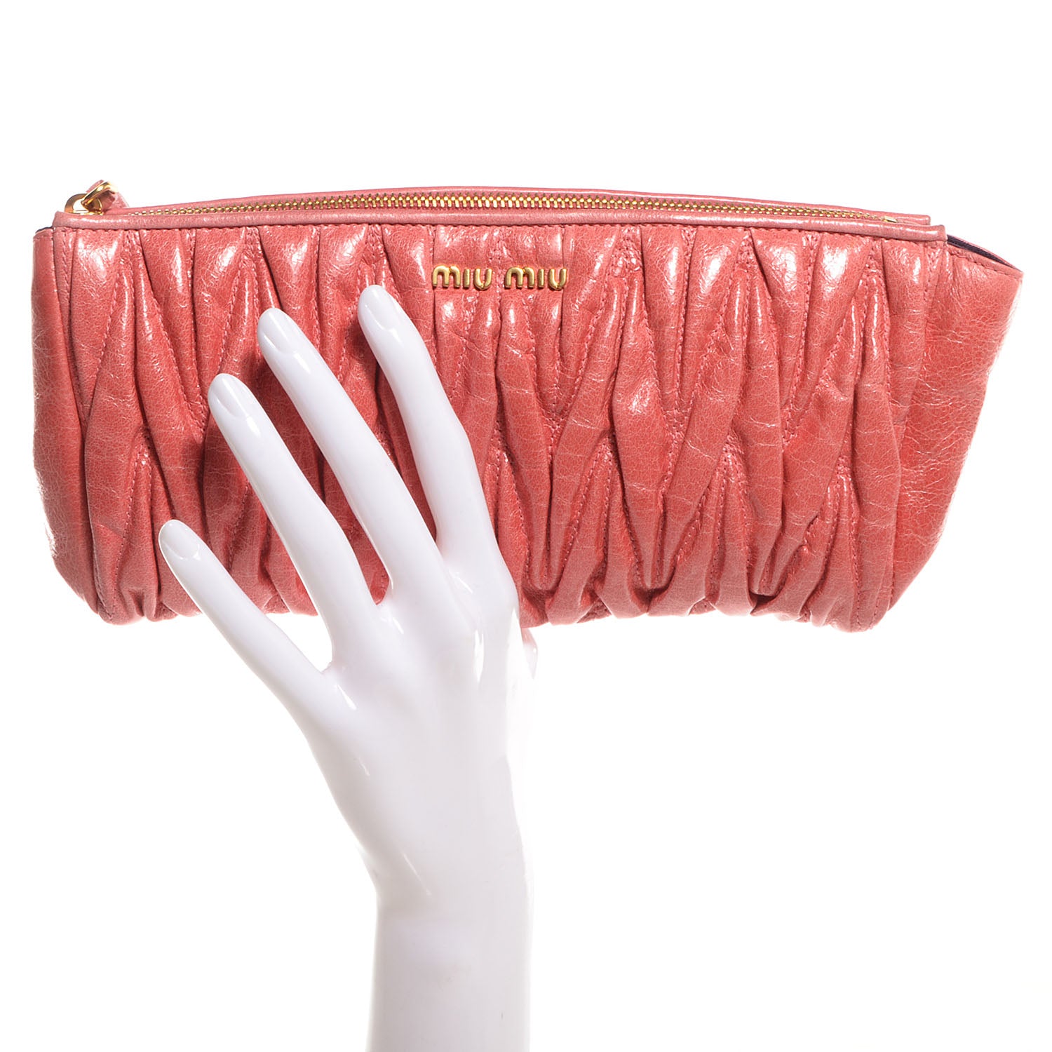 Miu Miu Leather Matelasse Lux Clutch Rosa 2 of 9