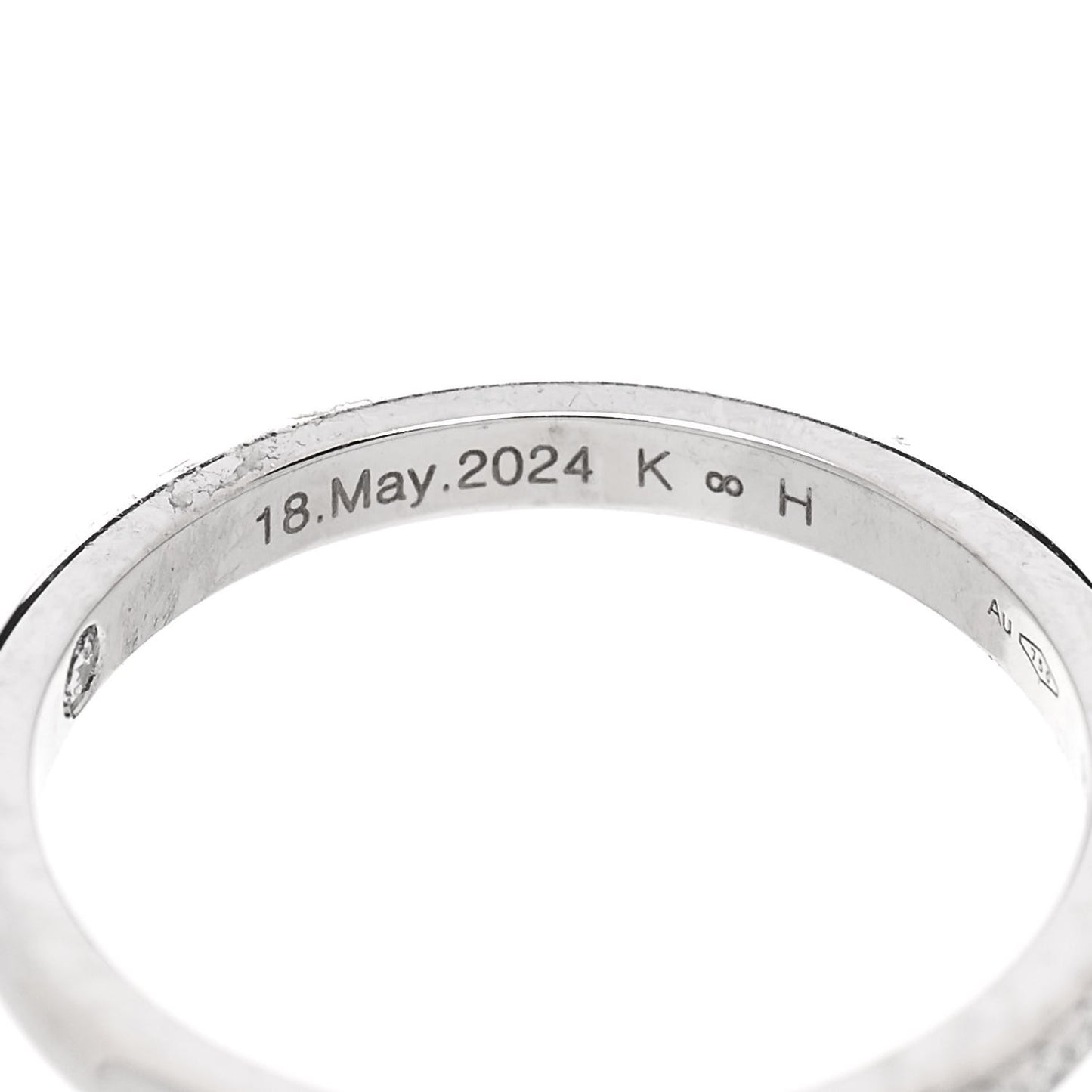 18K White Gold Diamond Roma Amor Wedding Band Ring 50 5.25