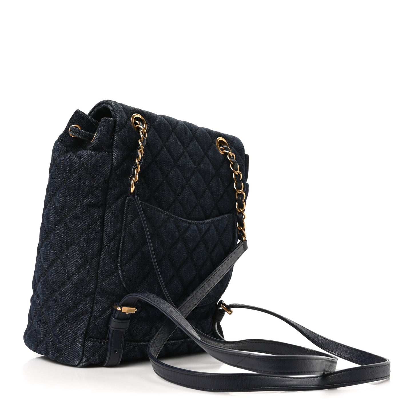 Washed Denim Quilted Small Urban Spirit Backpack Dark Blue