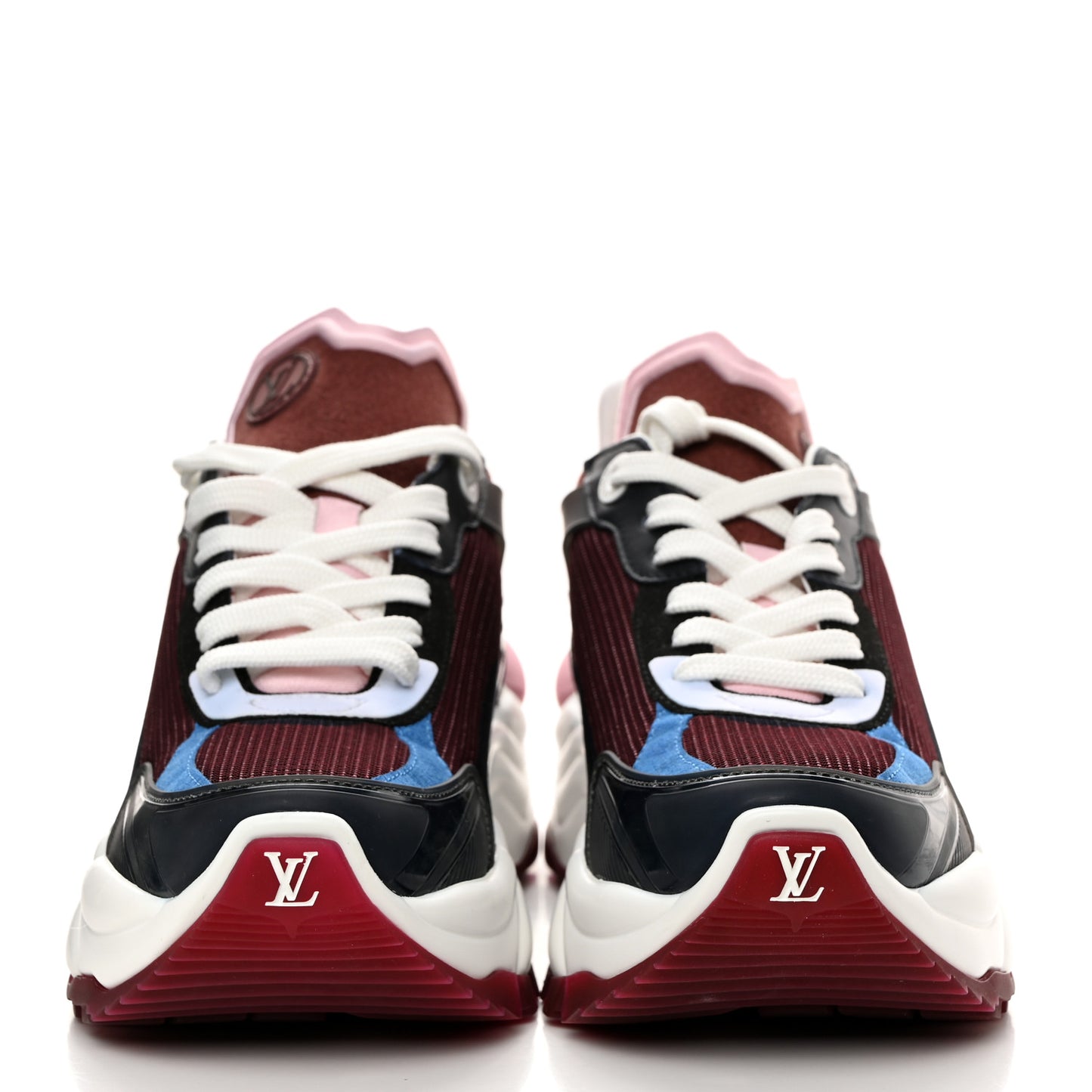 Mix Materials Suede Calfskin Run 55 Sneakers 35.5 Burgundy