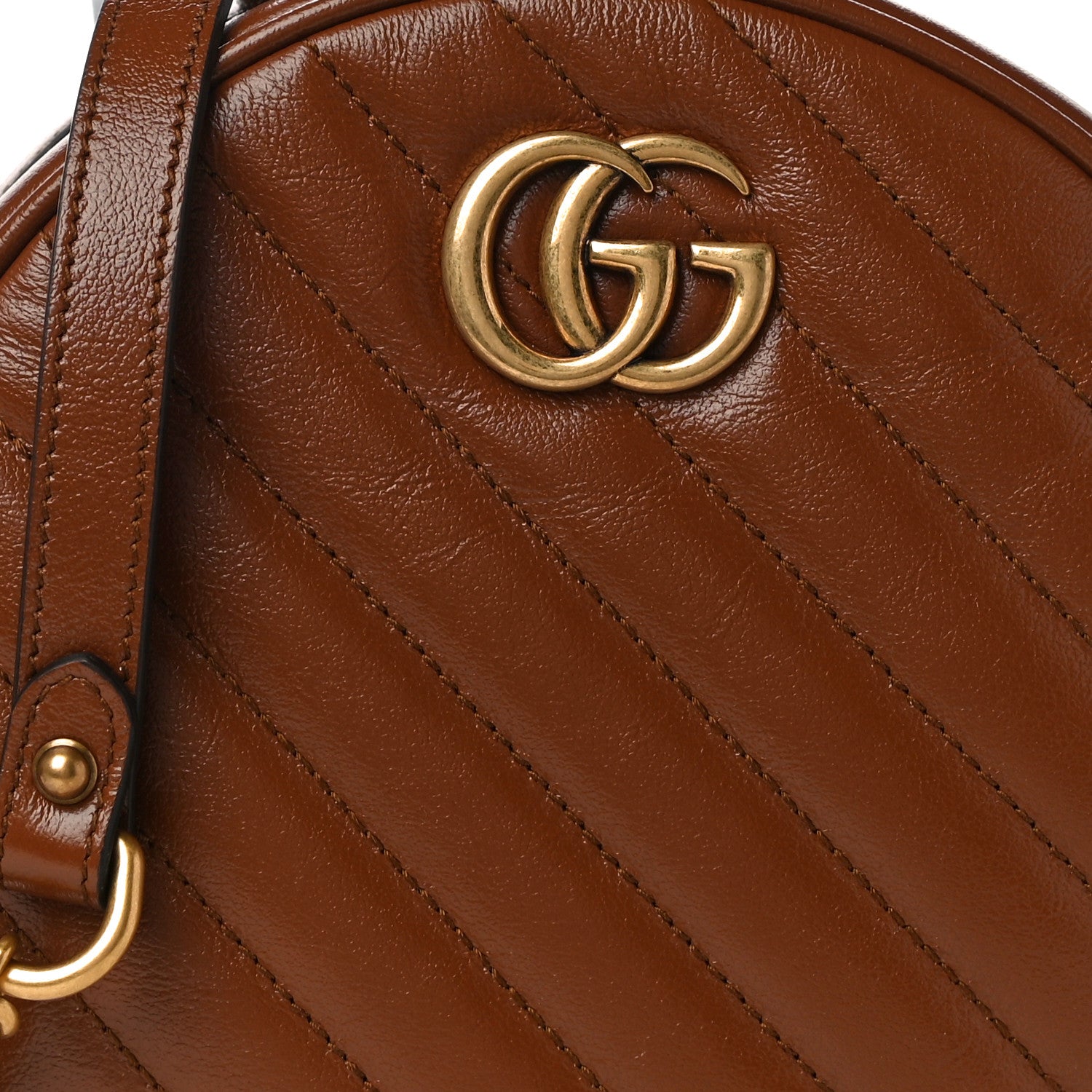 Gucci Azalea Calfskin Matelasse Diagonal Mini GG Marmont Round Shoulder Bag Cuir 8 of 11