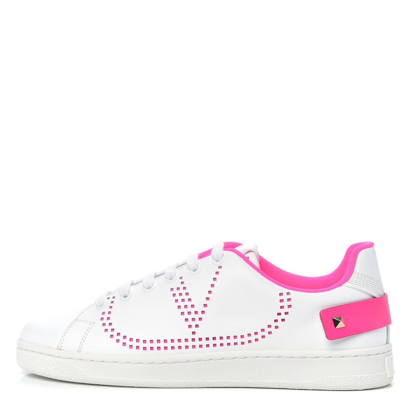 Calfskin Womens Backnet Sneakers 38.5 White Fuchsia