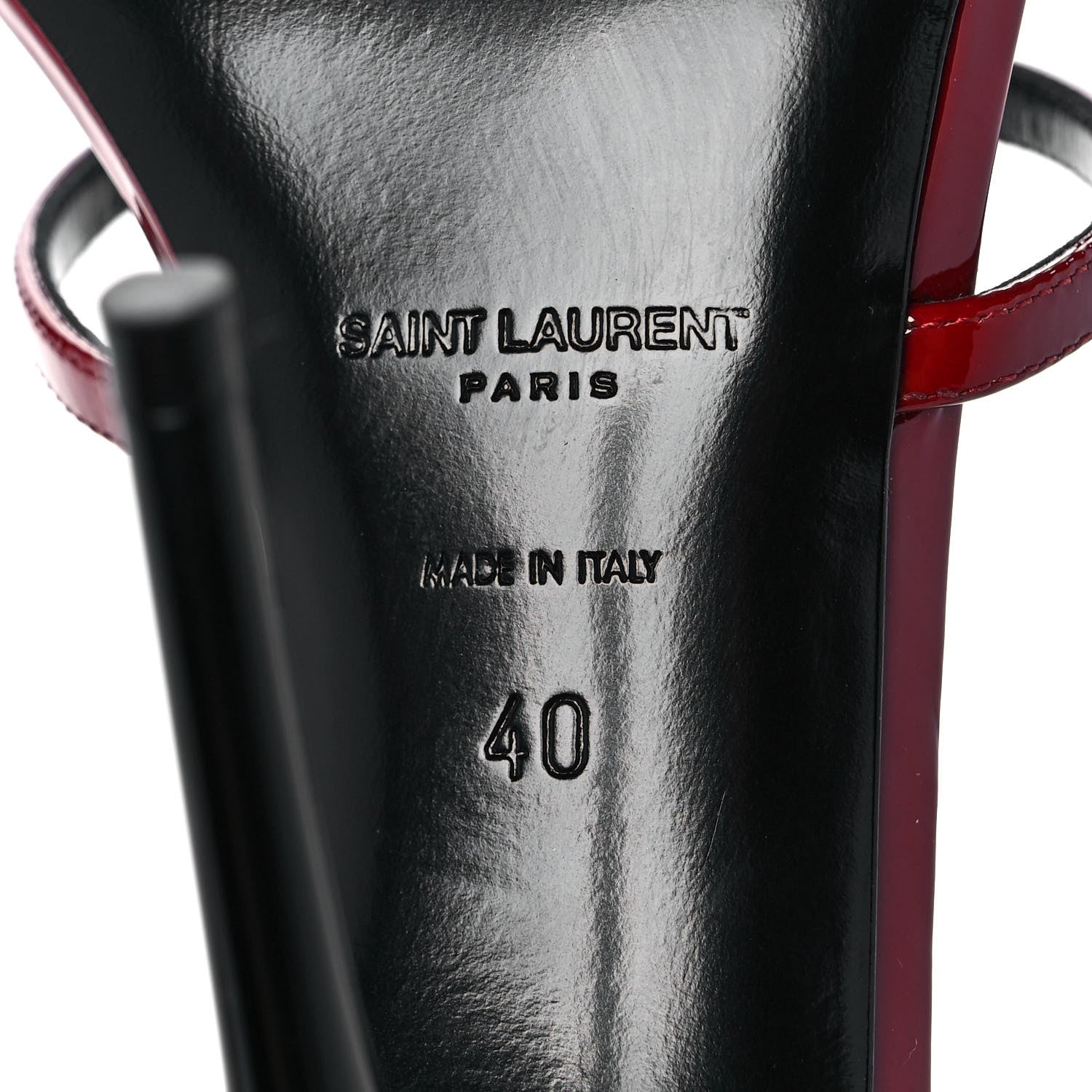 Saint Laurent Patent Calfskin Cassandra 100 Sandals 40 Red Laquer 6 of 9