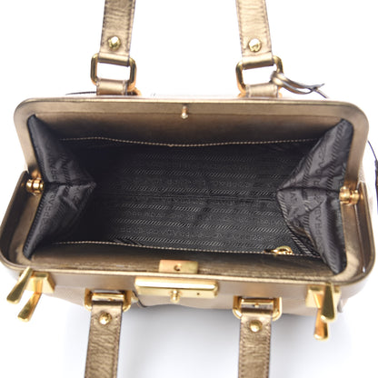 Prada Metallic Saffiano Canvas Frame Bag Bronzo 5 of 15